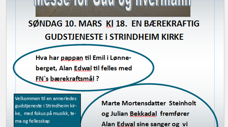Messe for Gud og hvermann 10. mars kl 18