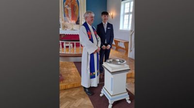 Sokneprest Rolf Steffensen og Stephan Rydland Olsen