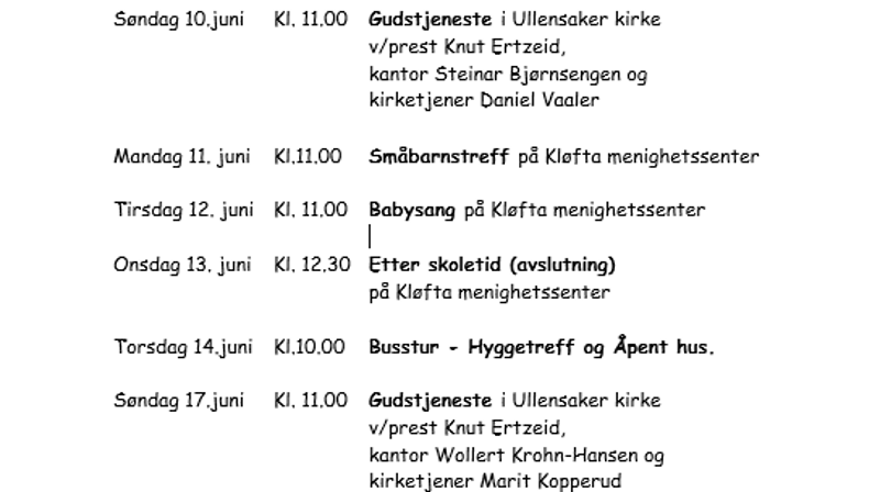 Hva skjer i Ullensaker menighet uke 24