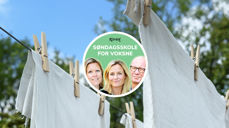 De tre går gjennom de ti bud. Et av spørsmålene som kommer opp er om det er lov å henge ut klesvask på søndager.