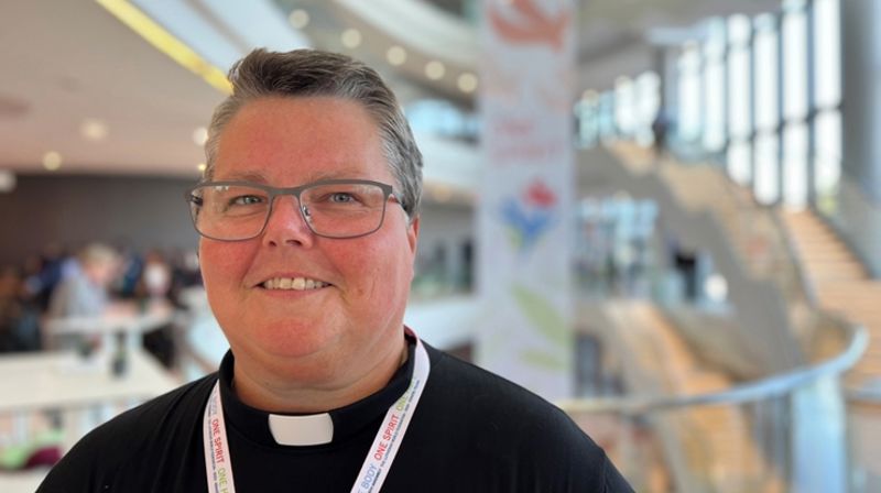 Kristine Sandmæl er leder i Mellomkirkelig råd. Hun er delegasjonsleder for Den norske kirke på LVFs 10. generalforsamling. Foto: Emil Engeset/Den norske kirke