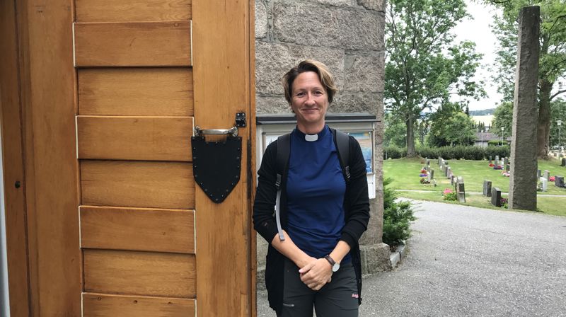 Klar for pilegrimsvandring! Prost i Sarpsborg prosti, Kari Mangrud Alsvåg. Foto: Karianne Hjørnevik Nes.