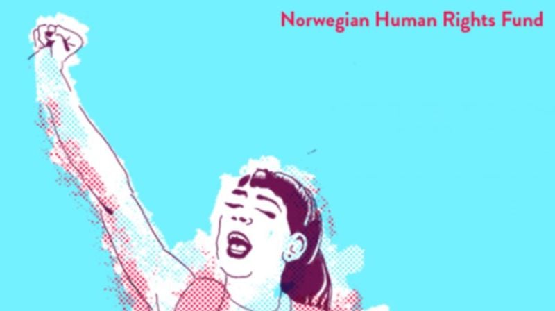 Det norske menneskerettighetsfond støtter lokale organisasjoner og menneskerettighetsforkjempere i mange deler av verden. Ill: Utsnitt av logoen til Fondet.