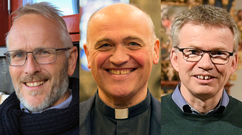 På Kirkerådets møte 6.-8. juni i Tønsberg skal det tilsettes ny biskop i Tunsberg bispedømme. Valget står mellom de tre som fikk størst oppslutning i vårens avstemningsrunde. Fra venstre: Kjetil Haga, Jan Otto Myrseth og Øystein Magelssen.