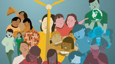 Bærekraftsboka er fylt med friske illustrasjoner av Mari Kvale. (Skjermdump fra bærekraftsboka.no)