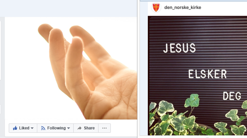 Skjermkopi: Den norske kirke på Facebook og Instagram.