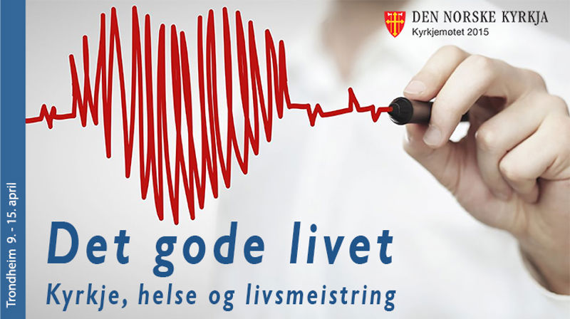 Plakaten for Kyrkjemøtet presenterer hovudtemaet for Kyrkjemøtet 2015: Kyrkje, helse og livsmeistring.