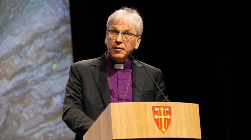Preses Olav Fykse Tveit på opningsmøtet på Tiller, Trondheim. (Foto: Heidi Olsen / Den norske kyrkja)