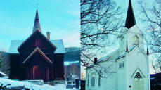 Rollag kirke (t.v) og Veggli kirke tar imot mange kirkegjengere i året.